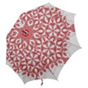 Red Pattern Filigree Snowflake On White Hook Handle Umbrellas (Large) View2