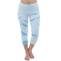 Blue Tiger Animal Pattern Digital Capri Winter Leggings  by Amaryn4rt