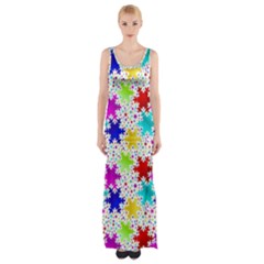 Snowflake Pattern Repeated Maxi Thigh Split Dress by Amaryn4rt