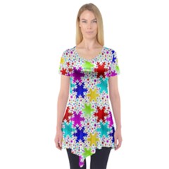 Snowflake Pattern Repeated Short Sleeve Tunic  by Amaryn4rt