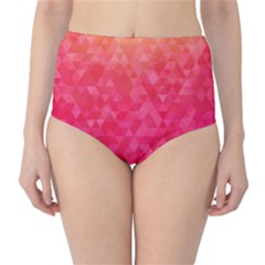 Abstract Red Octagon Polygonal Texture High-waist Bikini Bottoms by TastefulDesigns