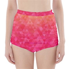 Abstract Red Octagon Polygonal Texture High-waisted Bikini Bottoms by TastefulDesigns