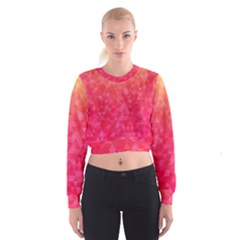 Abstract Red Octagon Polygonal Texture Women s Cropped Sweatshirt by TastefulDesigns
