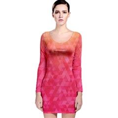 Abstract Red Octagon Polygonal Texture Long Sleeve Velvet Bodycon Dress by TastefulDesigns