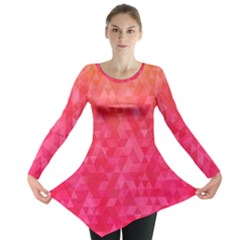 Abstract Red Octagon Polygonal Texture Long Sleeve Tunic  by TastefulDesigns