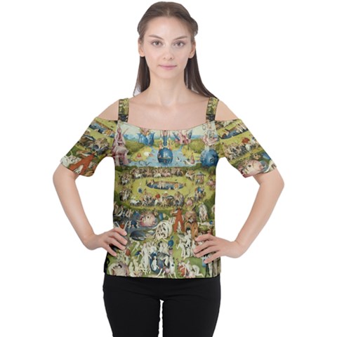 Hieronymus Bosch Garden Of Earthly Delights Women s Cutout Shoulder Tee by MasterpiecesOfArt