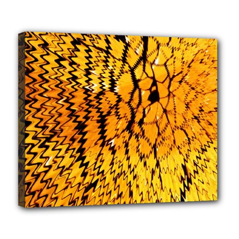 Yellow Chevron Zigzag Pattern Deluxe Canvas 24  x 20  