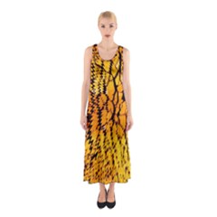 Yellow Chevron Zigzag Pattern Sleeveless Maxi Dress