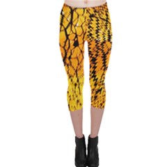 Yellow Chevron Zigzag Pattern Capri Leggings 