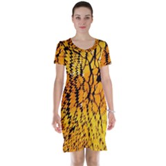 Yellow Chevron Zigzag Pattern Short Sleeve Nightdress