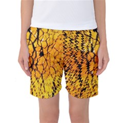 Yellow Chevron Zigzag Pattern Women s Basketball Shorts