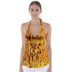 Yellow Chevron Zigzag Pattern Babydoll Tankini Top by Amaryn4rt