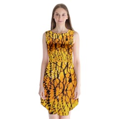 Yellow Chevron Zigzag Pattern Sleeveless Chiffon Dress  