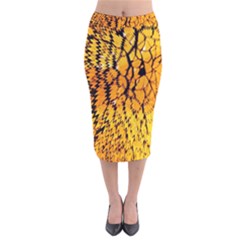 Yellow Chevron Zigzag Pattern Velvet Midi Pencil Skirt