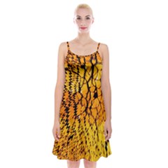 Yellow Chevron Zigzag Pattern Spaghetti Strap Velvet Dress