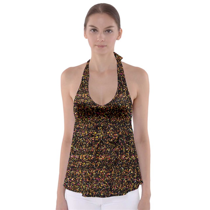 Colorful And Glowing Pixelated Pattern Babydoll Tankini Top