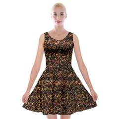 Colorful And Glowing Pixelated Pattern Velvet Skater Dress by Amaryn4rt
