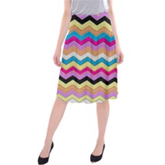 Chevrons Pattern Art Background Midi Beach Skirt by Amaryn4rt