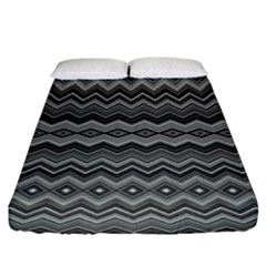 Greyscale Zig Zag Fitted Sheet (king Size) by Amaryn4rt