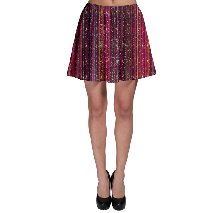 Colorful And Glowing Pixelated Pixel Pattern Skater Skirt