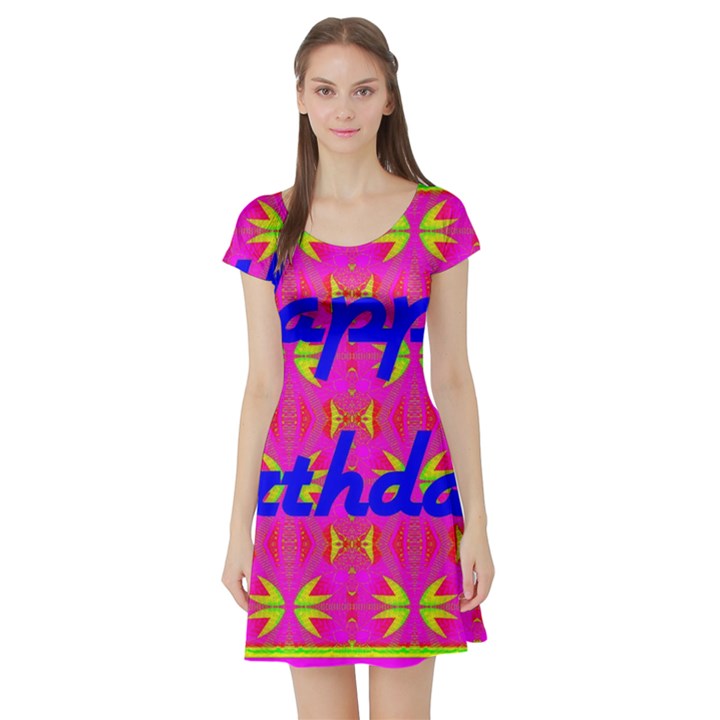 Happy Birthday! Short Sleeve Skater Dress