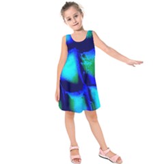 Blue Scales Pattern Background Kids  Sleeveless Dress by Amaryn4rt