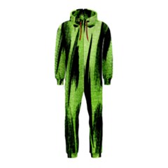 Green Tiger Background Fabric Animal Motifs Hooded Jumpsuit (kids)