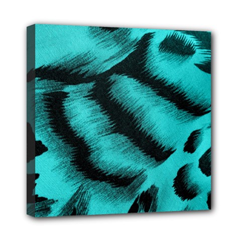 Blue Background Fabric Tiger  Animal Motifs Mini Canvas 8  X 8 