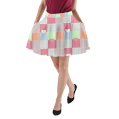 Patchwork A-line Pocket Skirt by Valentinaart