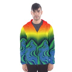 Fractal Wallpaper Water And Fire Hooded Wind Breaker (Men)