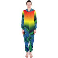 Fractal Wallpaper Water And Fire Hooded Jumpsuit (Ladies) 