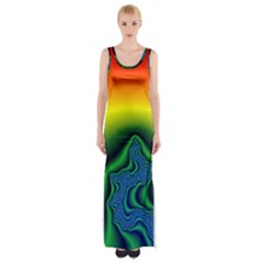 Fractal Wallpaper Water And Fire Maxi Thigh Split Dress