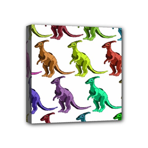 Multicolor Dinosaur Background Mini Canvas 4  X 4  by Amaryn4rt