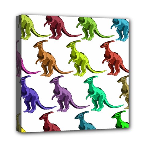 Multicolor Dinosaur Background Mini Canvas 8  X 8  by Amaryn4rt