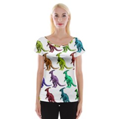 Multicolor Dinosaur Background Women s Cap Sleeve Top by Amaryn4rt