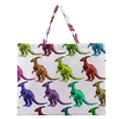 Multicolor Dinosaur Background Zipper Large Tote Bag by Amaryn4rt