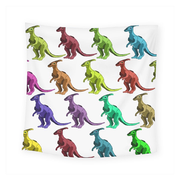 Multicolor Dinosaur Background Square Tapestry (Small)
