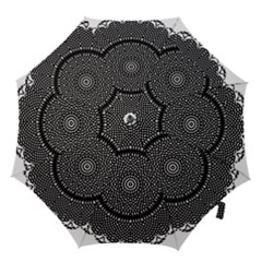 Black Lace Kaleidoscope On White Hook Handle Umbrellas (Medium)
