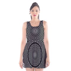 Black Lace Kaleidoscope On White Scoop Neck Skater Dress