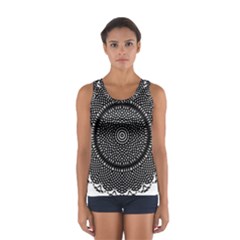 Black Lace Kaleidoscope On White Women s Sport Tank Top 