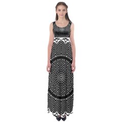 Black Lace Kaleidoscope On White Empire Waist Maxi Dress