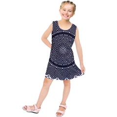 Black Lace Kaleidoscope On White Kids  Tunic Dress