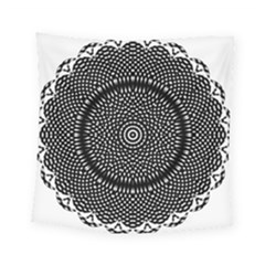 Black Lace Kaleidoscope On White Square Tapestry (Small)