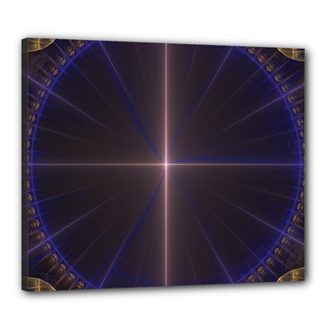 Color Fractal Symmetric Blue Circle Canvas 24  X 20  by Amaryn4rt