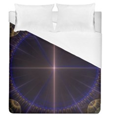 Color Fractal Symmetric Blue Circle Duvet Cover (queen Size) by Amaryn4rt