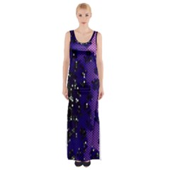 Blue Digital Fractal Maxi Thigh Split Dress by Amaryn4rt