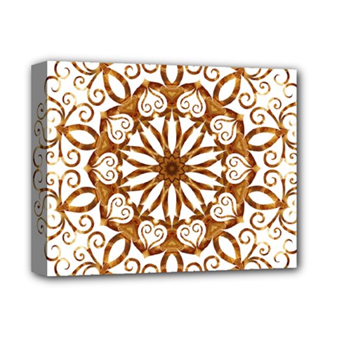 Golden Filigree Flake On White Deluxe Canvas 14  X 11  by Amaryn4rt