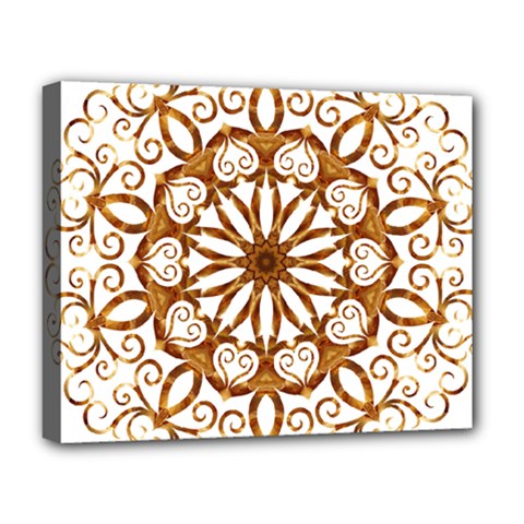 Golden Filigree Flake On White Deluxe Canvas 20  X 16   by Amaryn4rt