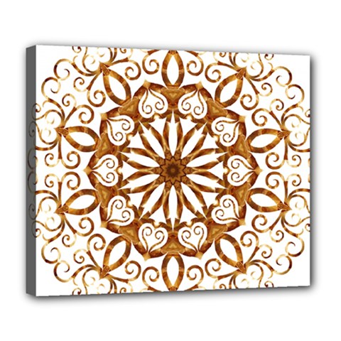 Golden Filigree Flake On White Deluxe Canvas 24  X 20   by Amaryn4rt