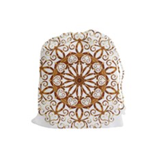 Golden Filigree Flake On White Drawstring Pouches (large)  by Amaryn4rt